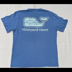 Vineyard Vines, Small, T-shirt, blue, whale graphic on back and front pocket